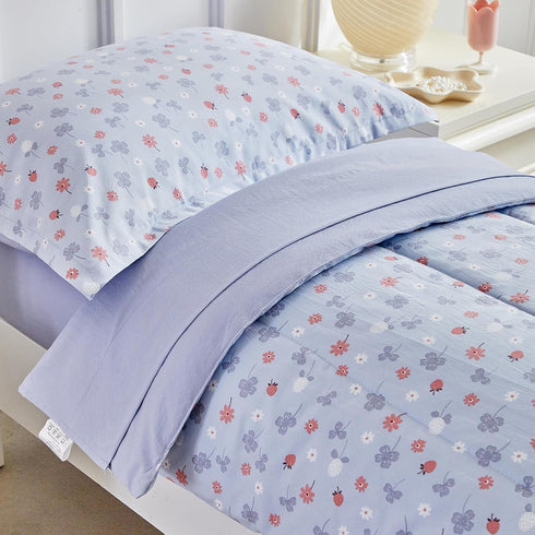 Set Boys,4 Sets,Blue Set,Include DuShow Toddler Bedding for Girls and Piece Bed-in-a-Bag Toddler Comforter Floral Crib