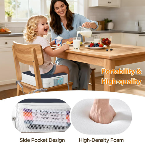 3.8" Booster Seat for Kitchen Chair, Toddler Booster Seats for Dining Table with Ties, PU Dining Chair Pads with Side