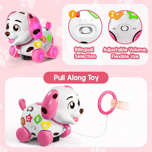 1 1st 6-12-18 1 ToddlerCley Musical Puppy Toys for Year Old Girl Gifts, Birthday Gril Gift, Bilingual Baby Toy Months