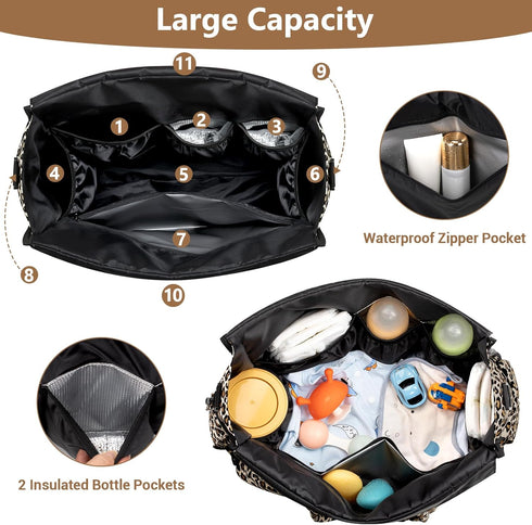 4Pcs Mommy IBFUN Diaper Bag Tote for Baby - Large Baby Bag with Waterproof Changing Pad Pacifier Case, Travel Hospital