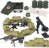 WW2 Pack 282 Set 6 Feleph Military Vehicles Weapons Pieces US Army Building Block Toy WWII Car Tricycle Gear Helmets