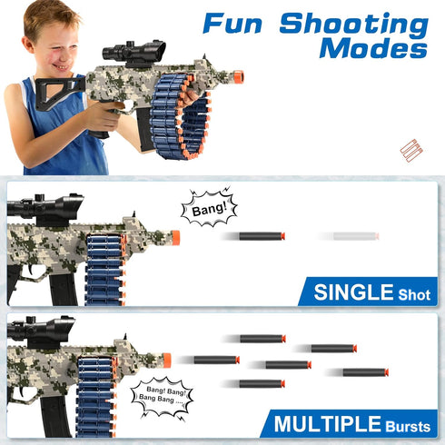 Electric Automatic Toy, JakMean Toy Blaster with 30 Dart Clips and 100 Foam Darts for Outdoor Shooting Games