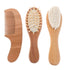 Hairbrush Comb Set for Newborns, Soft Wool Bristles with Beech Wood Handle,
