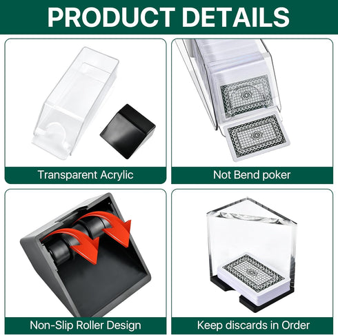 4 Deck Blackjack Shoe and Discard Tray - Clear Acrylic Card Dispenser for Poker Game Night