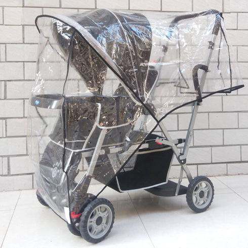 Weather Shield Double Popular Universal Size Baby Rain Cover/Wind Shield for Swivel Wheel Stroller (Black)