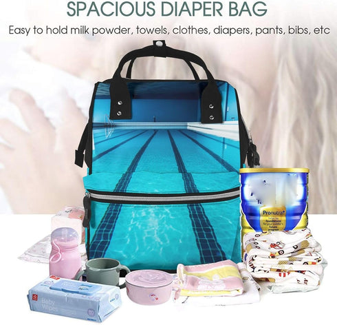 FHEDVBN Swimming Backpack Mummy Backpacks Daypack Blue Pool Diaper Bag for Women Multifunction Waterproof for Mom Dad