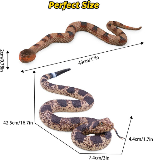 2Pcs SIENON Realistic Fake Snakes Toys Figures, Soft Rubber Lifelike Garden Poisonous Scare Birds and Squirrels, Viper