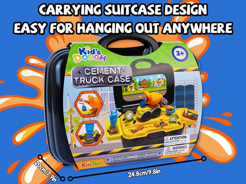 Cement Mixer Color Dough Set, Construction Truck Tools Kit with Portable Case for Kids Ages 3+, Non-Toxic Clay