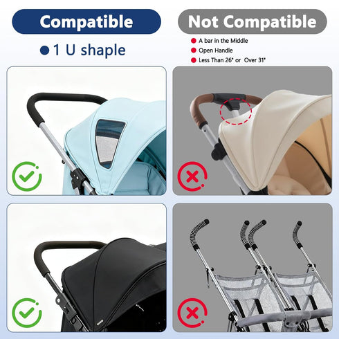 VMEECARL 2 GT2 Double Stroller Organizer Universal with Insulated Cup Holders & Cooler Bag, Large Storage Parent