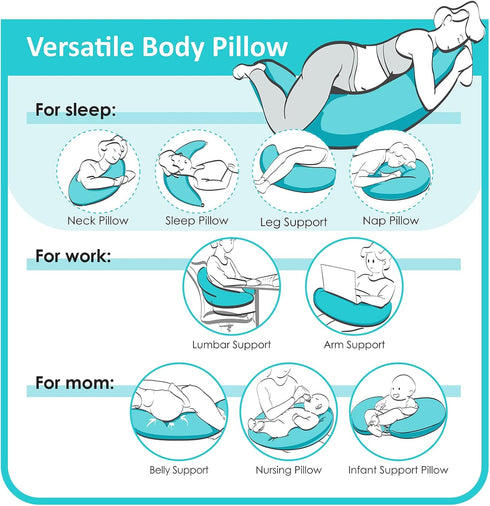 BYRIVER C Shaped Pregnancy Pillow with Cover, Knee Pillow for Side Sleeper Knees Legs HIPS Pain, Leg Pillow Elevation