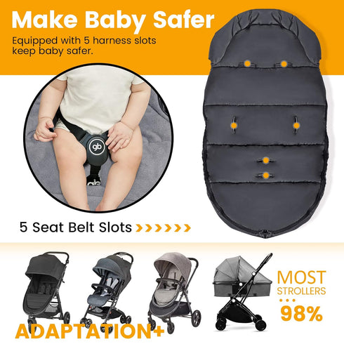 Orzbow Universal Footmuff for Stroller - Winter Warm Bunting Bag, Waterproof Coral Fleece Lined for Toddler