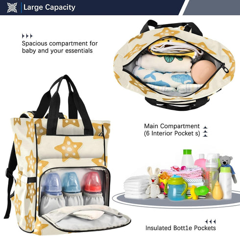 BOESI Backpack, Mommy Backpack Cutout Stars Diaper Bag Bag, Multifunctional Diaper Bag, Travel