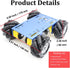 4WD Metal Smart Car Chassis - MC100 Remote Control Robot Platform Kit with 60mm Mecanum Wheel for Arduino/Raspberry Pi