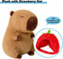 Ditucu Cute Capybara Plush with Strawberry Hat, Kawaii Stuffed Animal Toys, 17 inch Hugging Gift for Kids