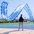 5 Meters Blue Scale Dragon Silk-like Poi, Outdoor Flinging Fitness Dragon Dance Streamer with Adjustable Handstick +