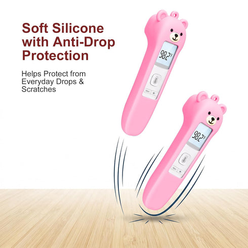 Zalcerin Cute Bear Silicone Thermometer Case Compatible with GoodBaby No-Touch Thermometer, Soft Anti-Drop Protective