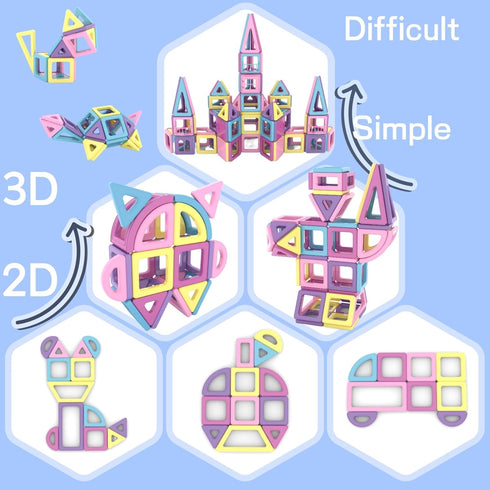 ASOK 133pcs 3D 3 4 5 6 7 8 9 133pcs Magnetic Blocks Magnetic Tiles Castle Educational Learning and Development Toys