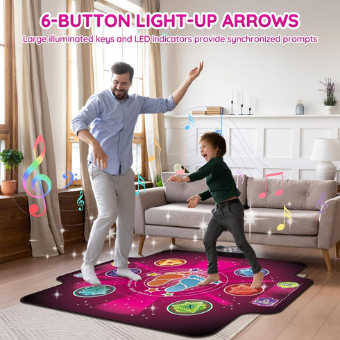 Zitranse 6-Button 3 4 5 7 8 9 10 11 12+ Electronic Dance mat for kids,Upgraded Light-up Dancing Pad,Wireless Bluetooth