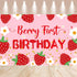 Gertaryo 1st Berry Baby Girl Birthday Decor, Strawberry First Birthday Decorations for Girls with Balloon Arch, Party