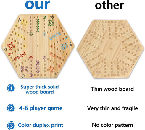 6 4 6 24 6 Original Marble Game Wahoo Board Game Double Sided Painted Wooden Fast Track Board Game for Friends
