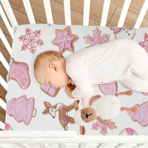 J JOYSAY Pack Pad,39 27 Pink Christmas Cookies Fitted Crib Sheet for Boys Girls Baby Crib Sheet Crib Mattress Sheet
