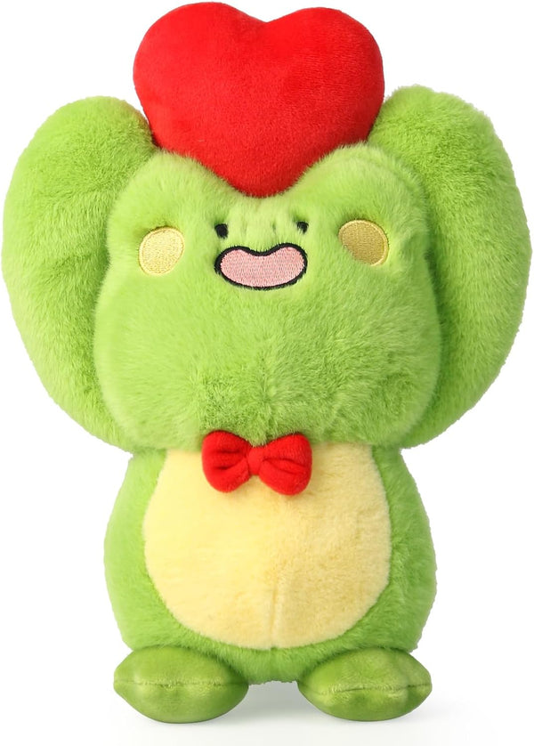 Cute Frog Plush Toy With Red Heart - Stuffed Animal Plushie for
