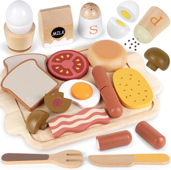 Airlab Toy Food for Toddler 3-5 Pretend Play Kids Kitchen Playset Breakfast
