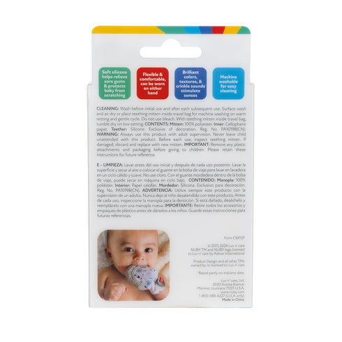 3+ Nuby Happy Hands Silicone Teething Mitten for Babies - Soft Silicone Massaging Teether - Soothes Sore Gums