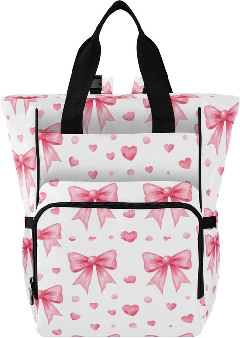 SUABO Powder Color Butterfly Thread Love Heart Pattern Baby Diaper Bag Backpack Large