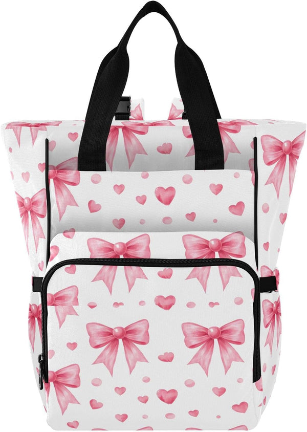 SUABO Powder Color Butterfly Thread Love Heart Pattern Baby Diaper Bag Backpack Large