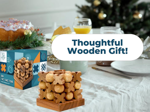 BSIRI 3D Wooden Tic Tac Toe, Rustic Coffee Table Decor, Unique Gifts for Special Occasions, Fun for Family Game Night