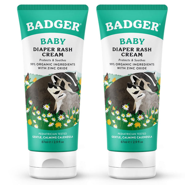 Badger Baby Diaper Rash Cream, Zinc Oxide Diaper Cream for Babies, Natural