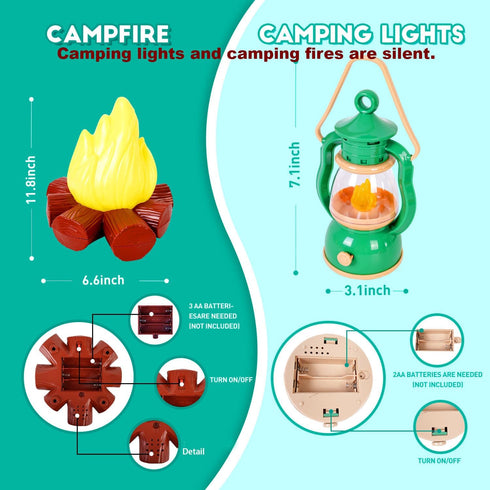 Set Playset 3-5 Camping Toys with Pop up Play Tent Indoor Outdoor Pretend Camping for Toddlers Kids Boys Girls Years