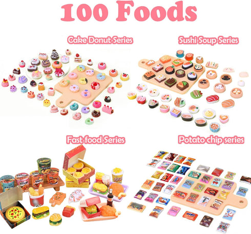150Pcs Miniatures Food Drinks Bottles Doll House Accessories - 1:12 Playset for Pretend Play Kitchen Game