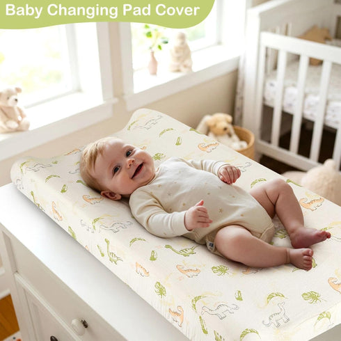 2 Pack 32"x16", Basumee Muslin Changing Pad Cover Waterproof Baby Changing Table Covers for Boys and Girls Soft