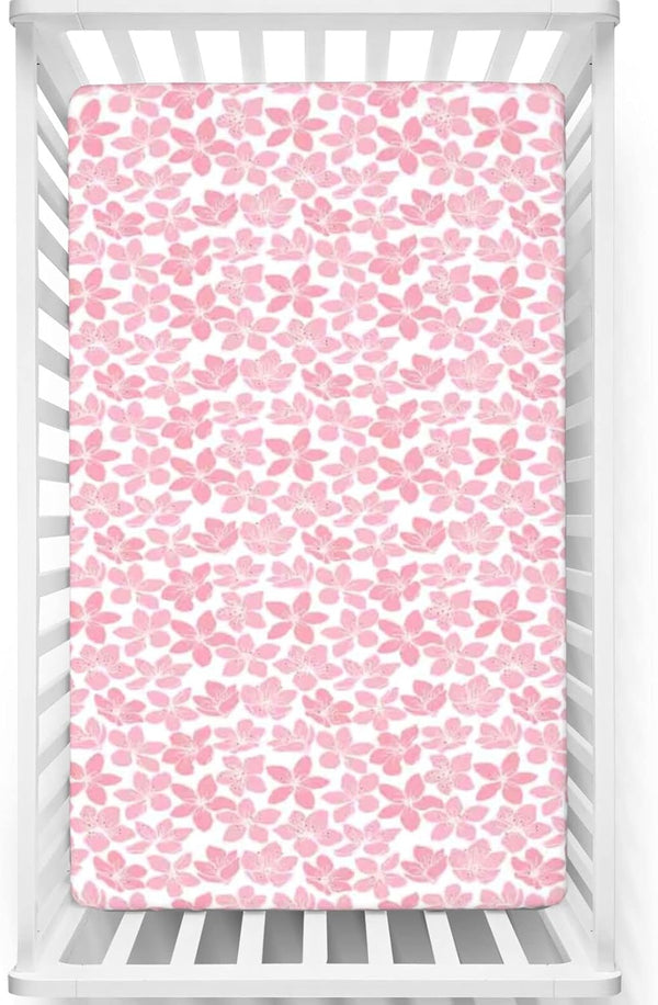 Cherry Blossom Themed Fitted Crib Sheet,Toddler Bed Mattress Sheets - Crib Mattress