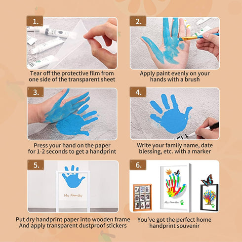 5 VidwanHome Family Handprint & Hand Casting Kit DIY Keepsake Frame, Wooden Frame & Acrylic Sheets Capture Baby