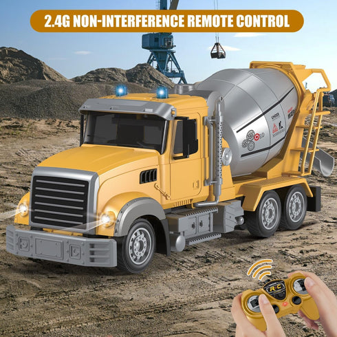 6 1:24 360 Fistone RC Cement Mixer Toy, Channel Truck with Lights, Electric Degree Stirring Vehicle, Rechargeable