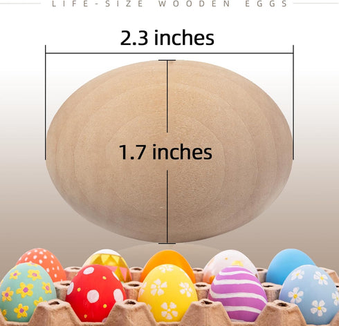 24 CALPALMY Pieces Wooden Eggs - Life-Size, Reusable Fake Easter Eggs for Painting, Decorating, Crafting, Pretend Play