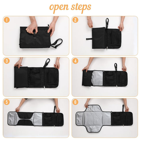 Cateep Portable Baby Diaper Changing Pad Smart Organized Diaper Changing Travel Bag with Wipe Dispenser and Waste Bag