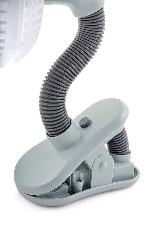 O2COOL 4 Inch Clip On Stroller Fan, Portable Battery Operated for Outdoor, Car Seat, and Baby Crib (Grey)