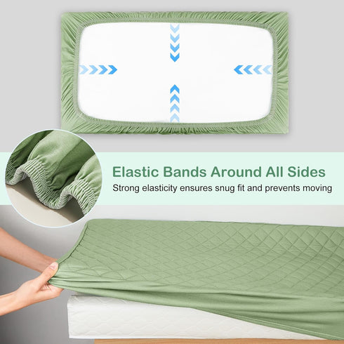 2 Pack 32"x 16", FIOBEE Changing Pad Cover Waterproof Quilted Diaper Change Table Sheets Breathable & Ultra Soft