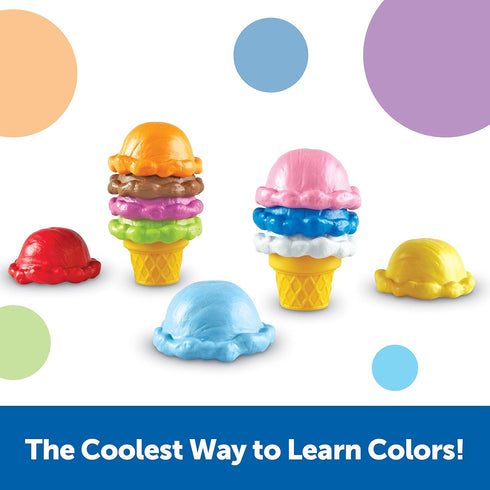Learning Resources Smart Snacks Rainbow Color Cones - Ice Cream Toy Scoop, Sensory Play Food, Fine Motor for Toddlers