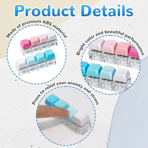 DEARIDAP 2 4-in-1 PCS Keyboard Fidget Toy, Keyboard Button Clicker Keychain, Push Bubble Sensory Fidget Toys for Kids