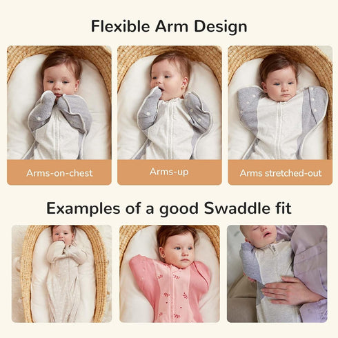 3-6 12-18 lb, 2-Way Transition Baby Swaddle Months Arms In/Out Swaddle Sleep Sack with Zipper Moisture-Wicking Fabric