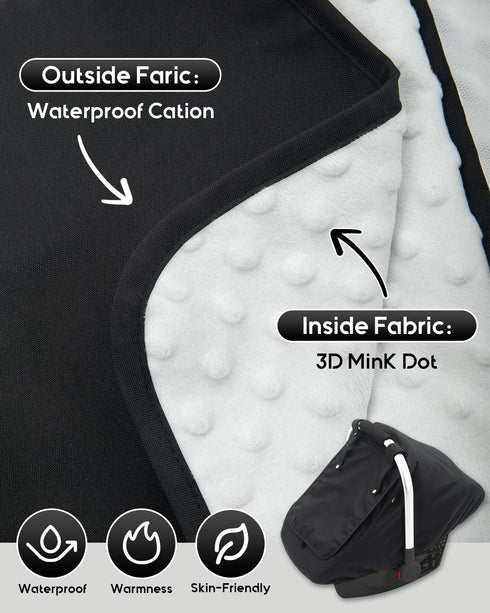 2 3D Waterproof Baby Car Seat Cover, Warm Carseat Cover for Cold Weather, Infant Car Seat Canopy with Breathable Vents