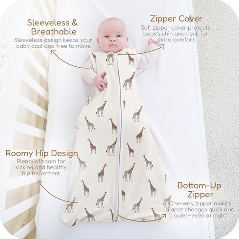 TOTCHILL 0.5 0-3-6-12-24M-4T, 3-Pack Baby Sleep Sack TOG, Lightweight Breathable Wearable Blanket with Zipper