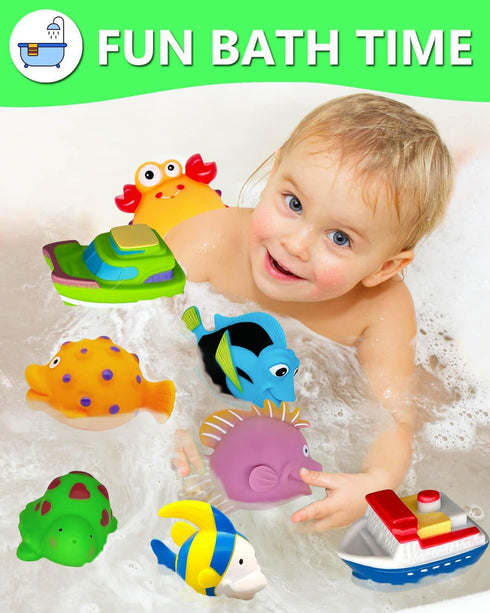 1-3 1 2 3 6-12 Bath Toys for Kids Ages - Christmas Stocking Stuffers - Birthday Gifts for Year Old Boys Girls Mold Free