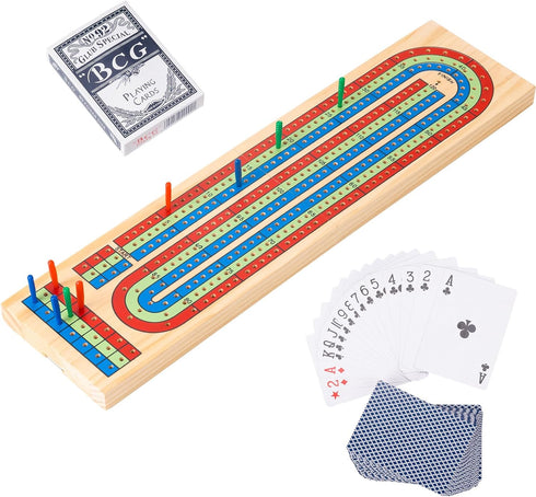 Cribbage Board Game Set - Complete Cribbage Kit for 2-4 Players -