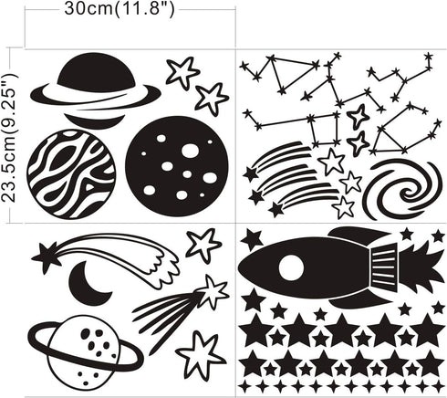Outer Space Stars Plant Wall Decal Vinyl, Astronaut Stickers for Nursery Decor Gift for Kids Bedroom Art
